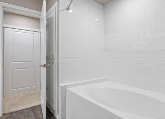 A bathroom with a bathtub at Waters Edge Apartment Homes, Georgetown, TX, 78626