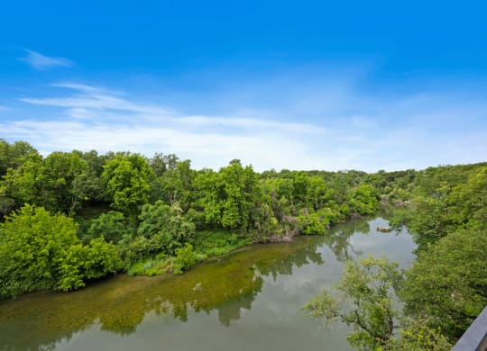 A view of the river from the balcony at Waters Edge Apartment Homes, Georgetown, TX, 78626