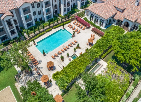 Aerial View of Pool at La Ventura Apartments, Texas, 75093