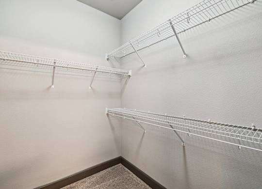 Empty white shelves in a room.at North Creek, Hutto