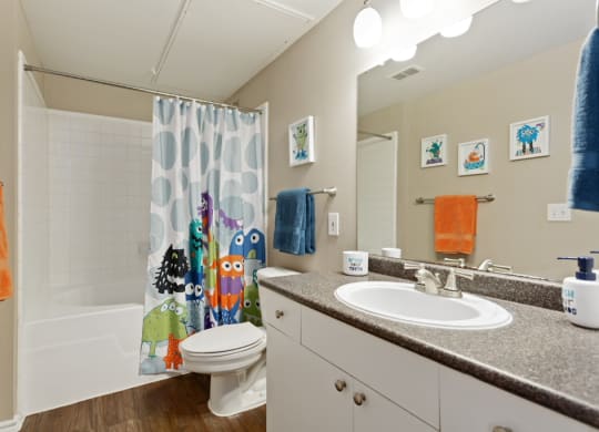 Large, well lit bathrooms  at Stone Oak @ Parmer, Austin, TX
