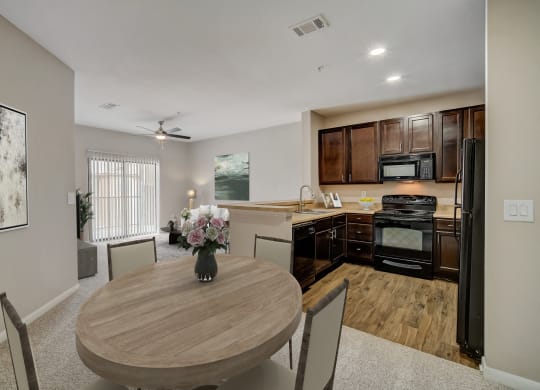 Dining And Kitchen View at Las Brisas Apartment Homes, Round Rock, Texas