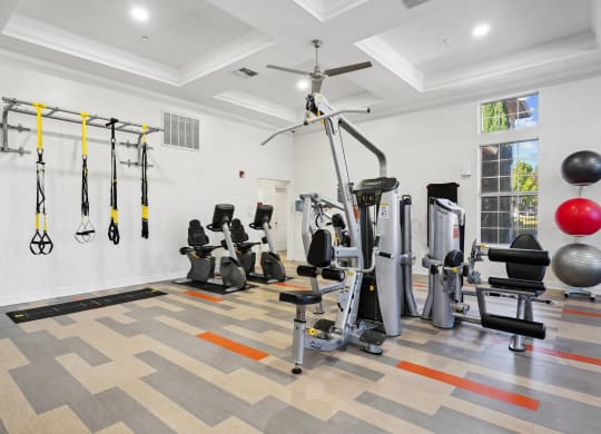 the gym at La Ventura Apartments, Plano