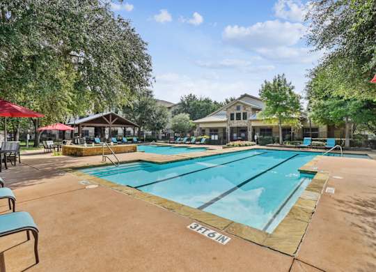 A large outdoor swimming pool  at The Canyons Apartments, Texas, 76116