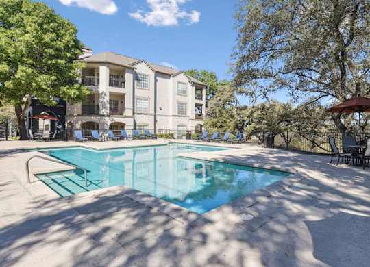 the swimming pool at the preserve apartments