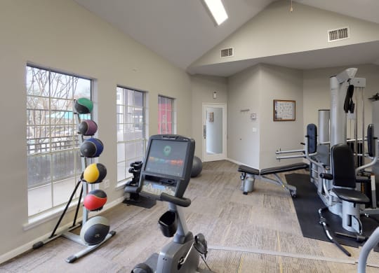 Well lit, updated fitness studio at The Legends at Eagle Mountain Lake, Fort Worth, TX, 76179