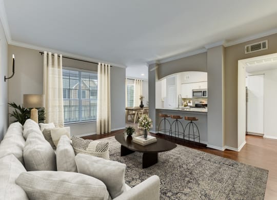 a living room with a couch and a coffee table