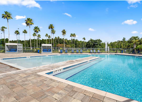 A large outdoor swimming pool at The Oasis at Highwoods Preserve, Tampa