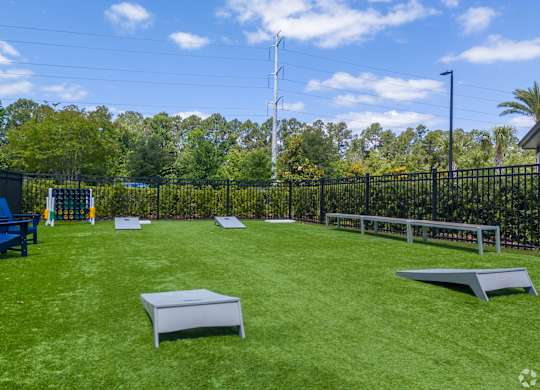 Backyard with Green Lawn at The Oasis at Town Center Apartments, Jacksonville, 32246