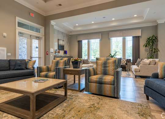 Living Room with Coffee Table at The Oasis at Town Center Apartments, Jacksonville, FL, 32246