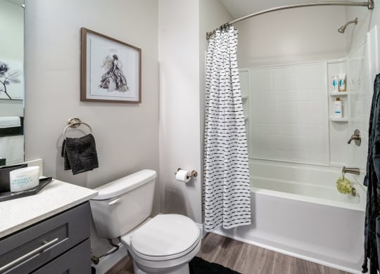 the preserve at ballantyne commons apartments bathroom with toilet and shower at The Oasis at Plymouth, Plymouth, MA