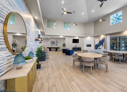 Open area clubhouse with seating