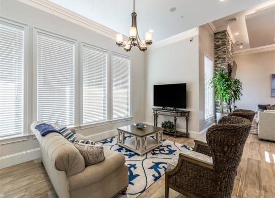 Living room with Sofa and TV at The Oasis at Plainville, Massachusetts