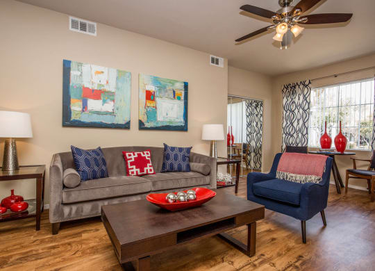 Living room area decor at The Belmont by Picerne, Las Vegas