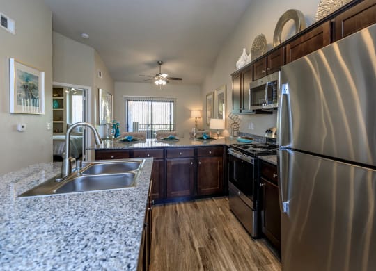 Kitchen wide view at The Cantera by Picerne, Las Vegas