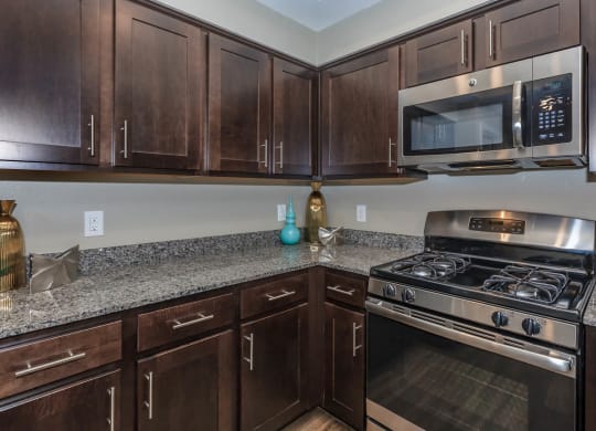 Wooden cabinets in kitchen at Level 25 at Durango by Picerne, Nevada, 89113