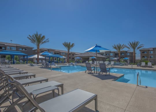Pool patio view at Level 25 at Oquendo by Picerne, Nevada