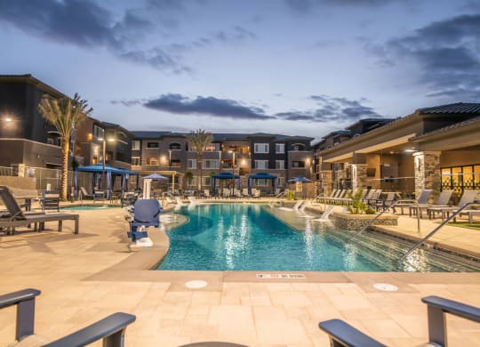 Skyline and pool1 at Level 25 at Sunset by Picerne, Las Vegas, NV, 89113