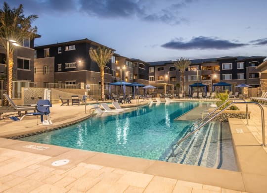 Skyline and pool at Level 25 at Sunset by Picerne, Nevada, 89113
