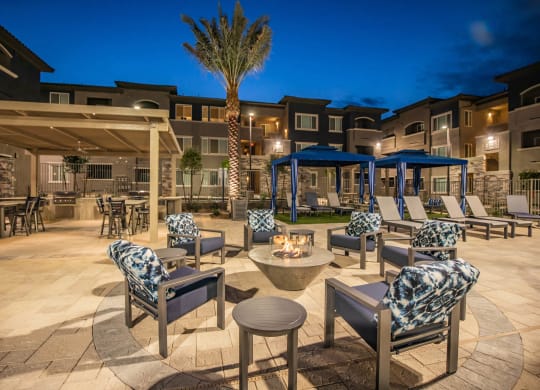 Outdoor seating area with view at Level 25 at Sunset by Picerne, Las Vegas, NV, 89113