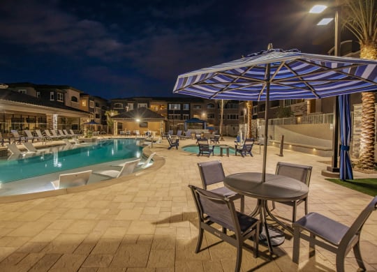 Pool side patio and sundeck at Level 25 at Sunset by Picerne, Las Vegas