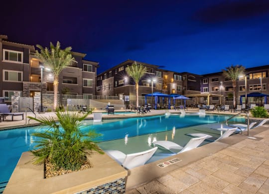 Night pool view at Level 25 at Sunset by Picerne, Las Vegas, NV, 89113