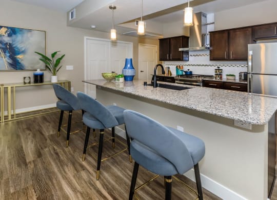 Kitchen breakfast bar at Level 25 at Sunset by Picerne, Las Vegas, NV, 89113