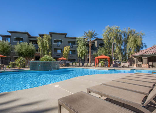 Pool Side Relaxing Area at The Passage Apartments by Picerne, Henderson