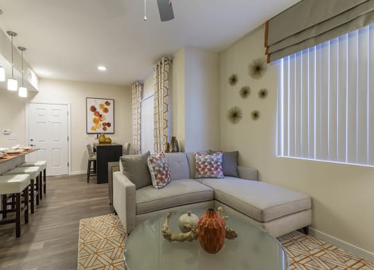 Living with couch and center table at The View at Horizon Ridge, Henderson