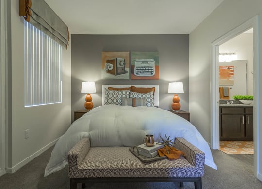 Bedroom decor with lamps at The View at Horizon Ridge, Henderson, 89012