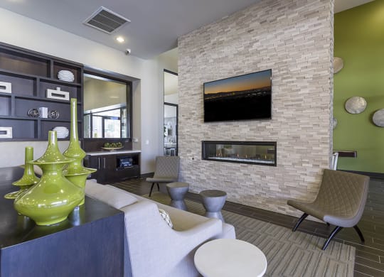 Living room with firepalce at The View at Horizon Ridge, Henderson