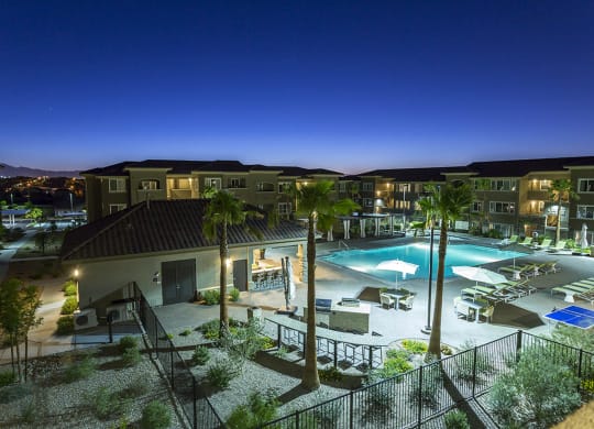 pool view at night1 at The View at Horizon Ridge, Henderson