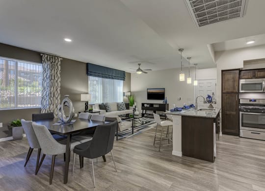Appliances in the kitchen with dining and living room  at The View at Horizon Ridge, Nevada, 89012