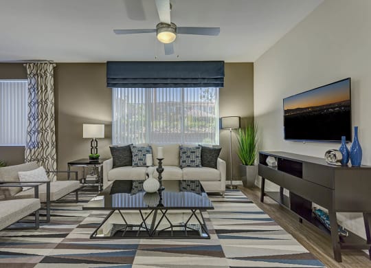 Tv in living room at The View at Horizon Ridge, Henderson, NV