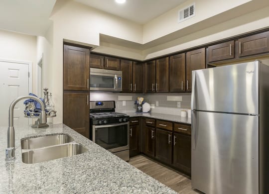 Wooden cabinets in kitchen at The View at Horizon Ridge, Henderson, NV