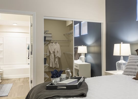 bedroom with lamps at The View at Horizon Ridge, Henderson, Nevada