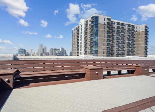 a view of the city from the roof of a building