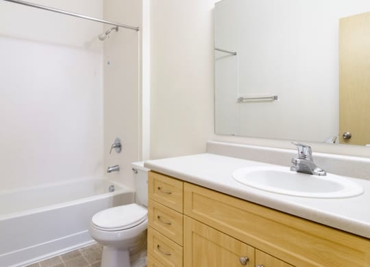 Model Second Bathroom at Abbey Rowe Apartments in Olympia, Washington, WA