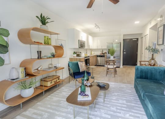 Living Room With Kitchen View at Alameda West, Miami, FL