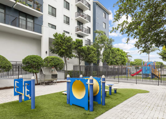 Our gated bark park with a wash station at Bay Village 1 in Palmetto Bay, FL