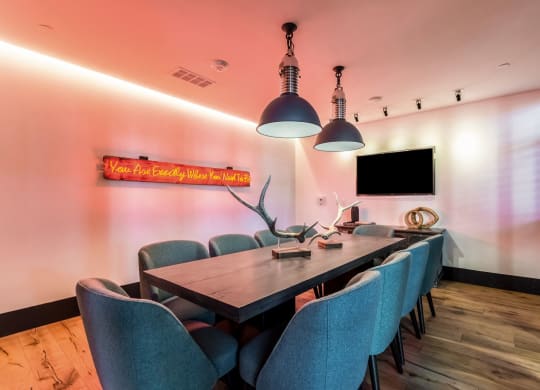 Coworking space with large table at the case building apartments