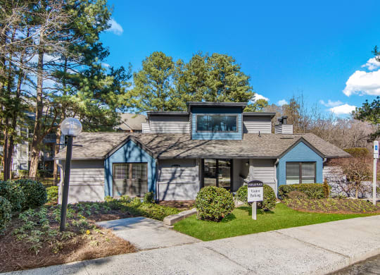 Clubhouse Exterior at Poplar Place Apartments in Carrboro, NC