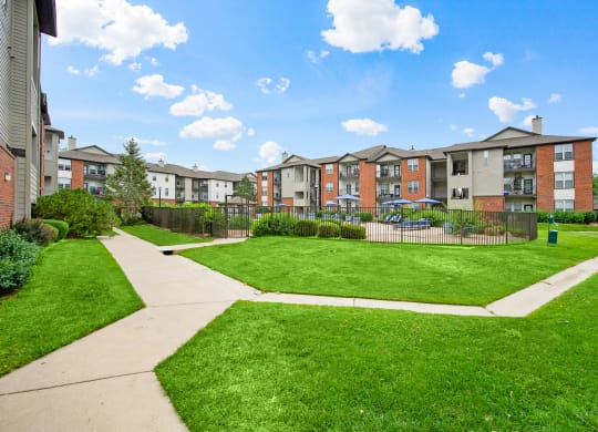 Building Exteriors and Walkways at Greensview Apartments in Aurora, Colorado, CO