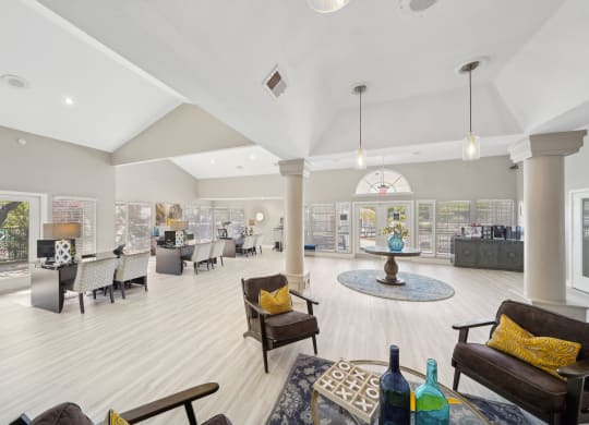 Interior of leasing office and clubhouse at Davenport Apartments in Dallas, TX