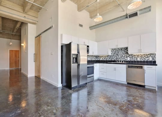 Unit 307 Kitchen and Living at Futura Lofts in Deep Ellum, Dallas, Texas, TX