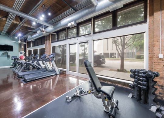 Weight Training Area at The Murray Lofts Fitness Center - Deep Ellum Lofts, Dallas, Texas, TX