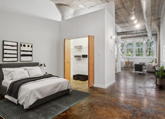 Futura Lofts bedroom space with spacious closet
