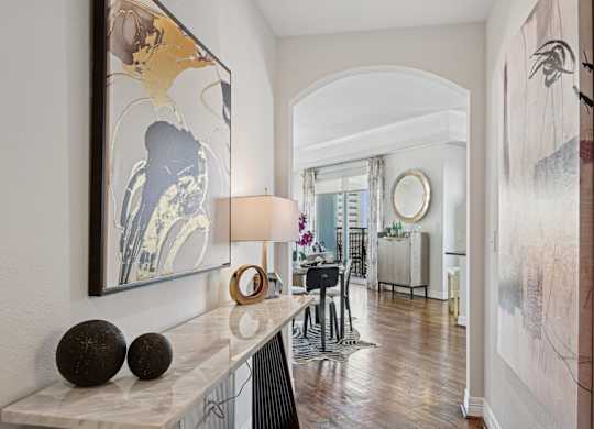 Model foyer leading into apartment at Dominion Post Oak apartments in Houston, TX