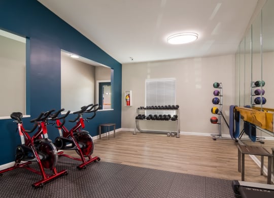 the gym with cardio equipments at Dunwoody Pointe in Sandy Springs, GA