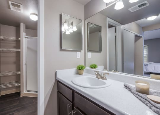 Model Unit Bathroom at Greensview Apartments in Aurora, Colorado, CO